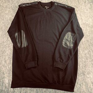Galaxy By Harvic Mens 3XL Sweater Black Faux Leather Accents Crewneck Design‎